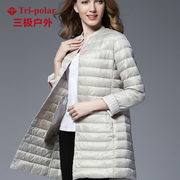 冬季韩版通勤轻薄中长款羽绒服女装轻型立领显瘦外套大码