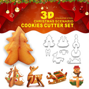 节日饼干模具8个装家用压模3d立体卡通曲奇模具，diy烘焙饼干切模具