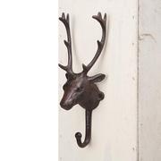 北欧乡村复古铁艺鹿头挂钩铸铁工艺品家居装饰挂钩创意墙上置物架