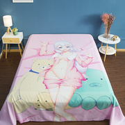 卡通动漫和泉纱雾学生，宿舍印图磨毛床单，双人1.5被单宅男1.2米床盖