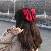 红色大蝴蝶结发夹弹簧夹网红气质头饰后脑勺夹少女学生发卡发饰
