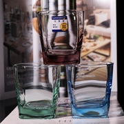 欧式商用玻璃四方杯水杯，茶杯果汁杯牛奶，杯啤酒杯酒店客房双色杯子