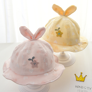 婴儿帽子春秋薄款新生幼儿，春夏季渔夫帽可爱女，宝宝夏款遮阳太阳帽