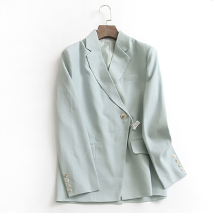 a843纯色宽松一粒扣西装，领外套秋季2022韩版长袖西装女小西服