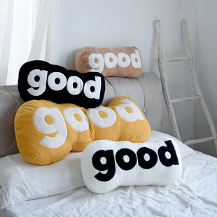 创意字母good抱枕夹腿长条枕床头，靠枕汽车民宿，装饰沙发靠垫午休枕