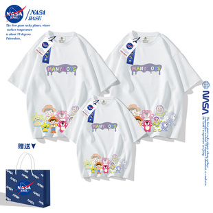 NASA亲子装夏装一家三口四口2024夏款纯棉短袖母子母女装t恤