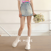 nmore设计师品牌复古水洗，牛仔短裙裤2021夏季女士短裤