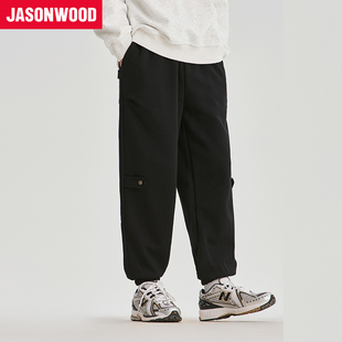 Jasonwood/坚持我的春秋束脚休闲裤系带抽绳宽松运动舒适长裤男