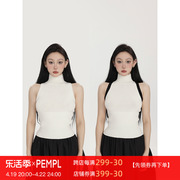 PEMPL 小高领无袖针织衫背心女极简基础舒适纯色修身型百搭打底衫