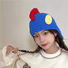 蓝色咸蛋超人网红同款手工编织护耳毛线帽子卡通造型帽针织秋冬帽