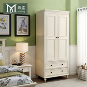 慕盛家具美式实木衣柜小户型，两门储物收纳柜白色，现代简约家用卧室