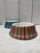 美式外贸风情 民族彩虹条纹 异形款式 6.5英寸家用陶瓷宠物粮食碗
