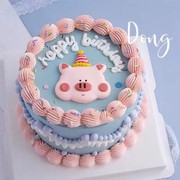 网红卡通蛋糕装饰摆件软胶生日帽子小猪插件儿童宝宝周岁生日装扮
