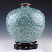 景德镇陶瓷器仿古裂纹官窑花瓶，手工石榴瓶子创意，复古中式家居饰品