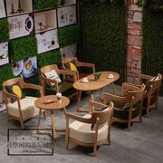 欧式实木桌椅组合咖啡厅甜品店奶茶店，简约办公接待洽谈会客休息区