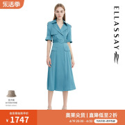 ELLASSAY歌力思夏季皱感真丝料百搭连衣裙女EWE332Y10800