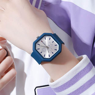 韩版运动气质菱形女士时装手表，女中学生简约大盘，硅胶带休闲女表