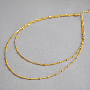 欧美黄铜镀18K金ETSY简约百搭气质感多层叠带双层豆豆颈链项链女