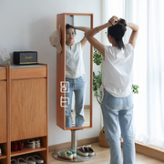 小户型收纳柜全身镜一体式多功能家用穿衣镜可旋转镜柜落地储物柜
