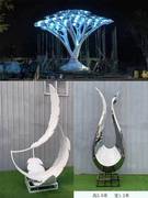 大型不锈钢月亮圆环雕塑定制镂空镜面发光发亮不锈钢雕塑水景