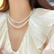 韩国fever同款玻璃珍珠项链，女轻奢小众设计感高级颈链质感锁骨链