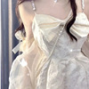 白色珍珠吊带连衣裙超仙女少女感法式小众甜美气质初恋公主裙子