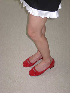 elegifemme原创24真皮圆头蝴蝶结，单鞋红色漆皮芭蕾舞鞋中跟鞋