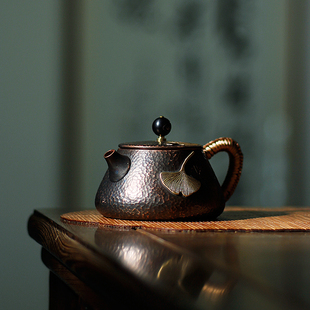 纯紫铜银杏铜壶纯手工加厚泡茶壶围炉煮茶功夫茶具冲泡壶家用茶器
