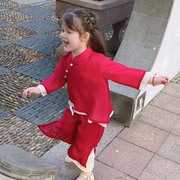 儿童改良长袖汉服套装女童旗袍春夏季中国风童装女孩文艺宝宝唐装