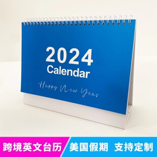 创意日历2024年全英文，美国假期台历，亚马逊跨境英文台历calendar
