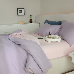 仙女色香芋紫丨裸睡针织天竺，棉纯棉床品床笠款床单被套春秋季