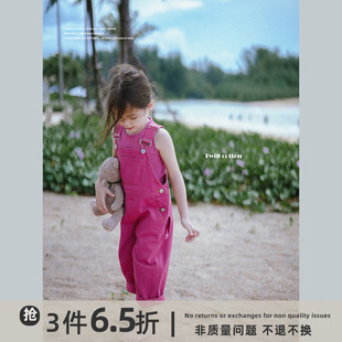 史豌豆(史豌豆)女童背带裤，2023春装儿童洋气，时髦长裤宝宝宽松休闲裤子