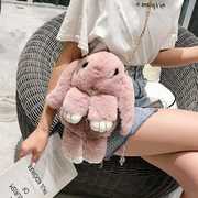 韩版女童兔子毛绒包包，单肩迷你可爱链条，斜挎包装死兔女毛毛包