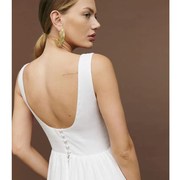 refor法式复古白色棉麻气质显瘦吊带洋装子夏时髦荷叶边长裙