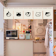 原创可爱猫咪布帘厨房装饰挂帘日式家居隔断帘猫笼遮挡帘定制