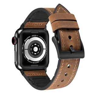 适用苹果手表真皮applewatchserises875表带，iwatch946se贴皮