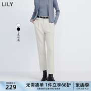 LILY2024春女装商务通勤设计感不对称显瘦高腰九分西装休闲裤