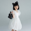 韩国童装公主裙女童夏季洋气梦幻白色，纱裙礼服儿童演出超仙连衣裙