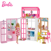 芭比娃娃之新梦幻衣橱，闪亮度假屋女孩，大房子过家家生日玩具hcd48