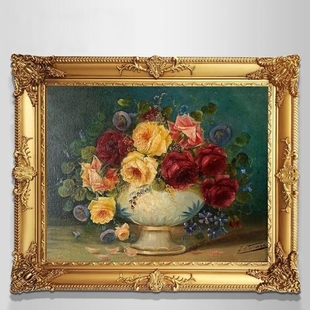 手绘款客厅油画玄关世界名画，欧式油画挂画高级感古典植物花卉装饰