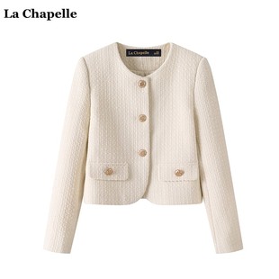 拉夏贝尔/La Chapelle秋冬法式复古纯色小香风外套女气质上衣