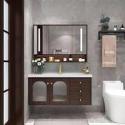 新中式浴室柜橡木一体陶瓷，盆实木智能镜柜副柜，卫生间洗漱吊柜组合