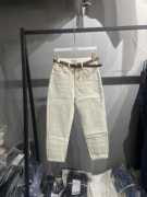mini诱惑16675米白牛仔裤2023秋季女装时尚显瘦跨裤