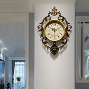 美式创意静音挂钟客厅家用时钟，卧室时尚轻奢钟表，大气艺术挂表钟饰