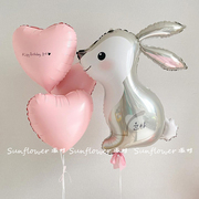 韩国ins风兔子卡通铝膜气球儿童兔宝宝周岁生日装饰派对场景布置