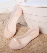 鱼嘴果冻鞋女夏凉鞋(夏凉鞋，)平底透明防水防滑塑料沙滩水晶女鞋雨鞋