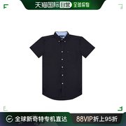香港直邮Tommy Hilfiger汤米 希尔费格男士短袖衬衫简约黑色纽扣