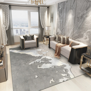 木兰进口羊毛北欧现代简约纯色手工地毯客厅卧室高端中国风轻奢
