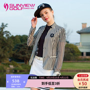 svg高尔夫服装时尚简约黑白，条纹外套女修身显瘦立领西服