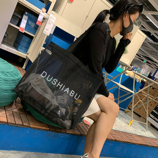 网纱透明购物袋女士健身包专用(包专用)沙滩包洗澡(包洗澡)妈咪包大容量旅行游泳包